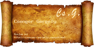 Csenger Gergely névjegykártya